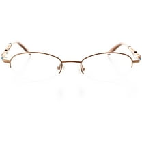 Womens Optical Eyewear - Oval Shape, Metal Half Rim, Cocoa