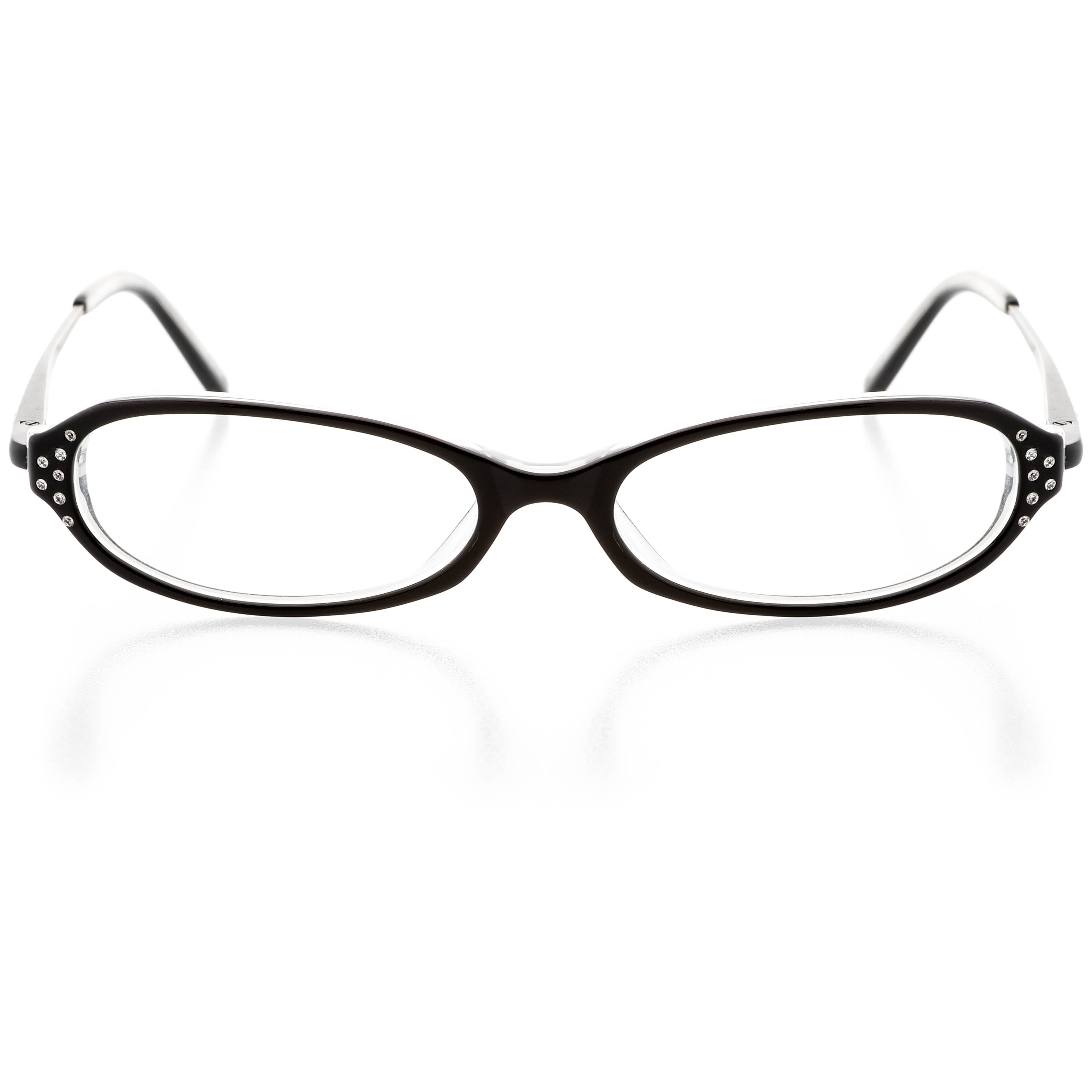 Womens Optical Eyewear - Oval Shape, Plastic Full Rim, Black