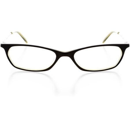Womens Optical Eyewear - Oval Shape, Plastic Full Rim, Black Honey