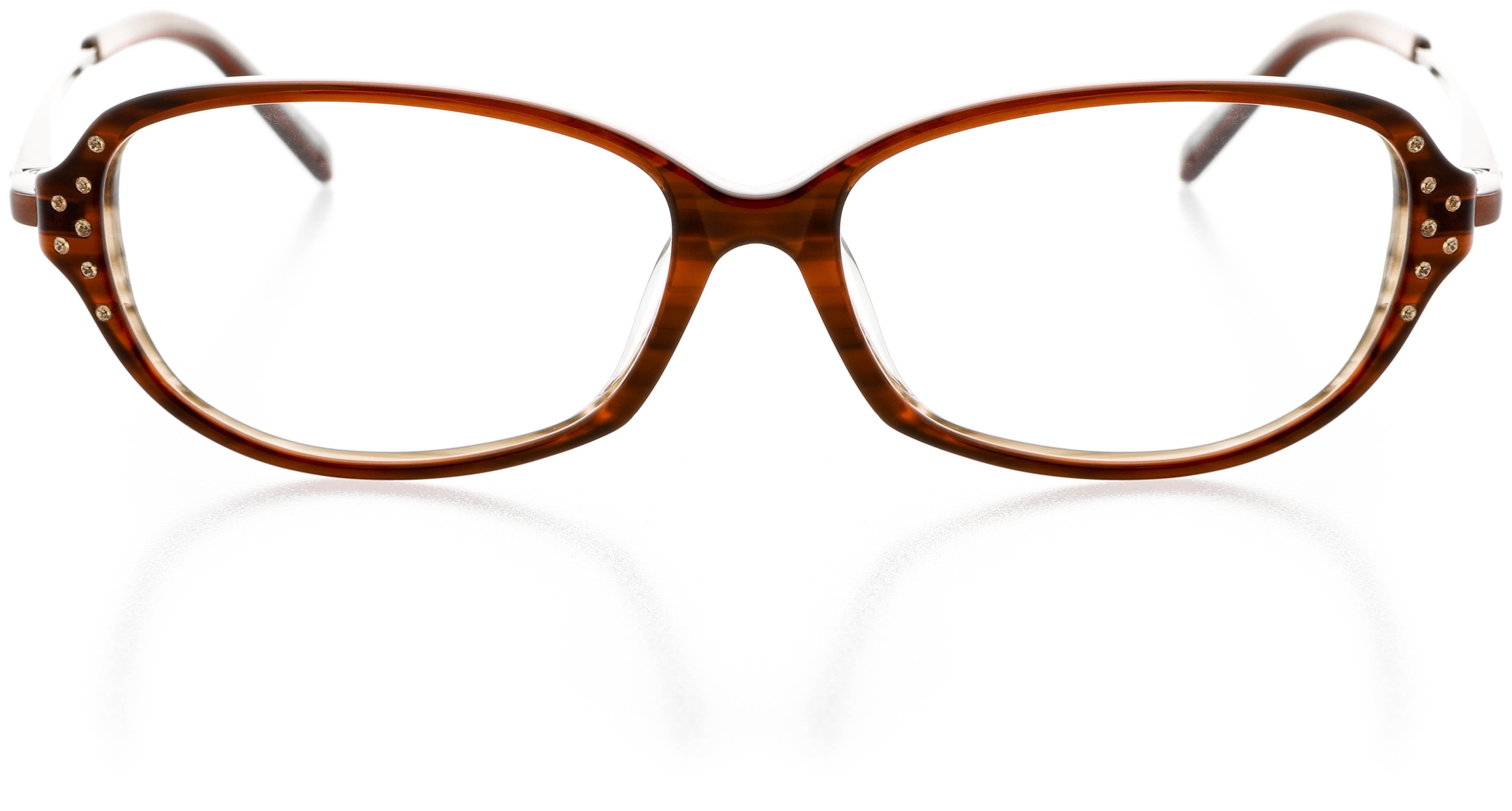 Womens Optical Eyewear - Oval Shape, Plastic Full Rim, Hazel