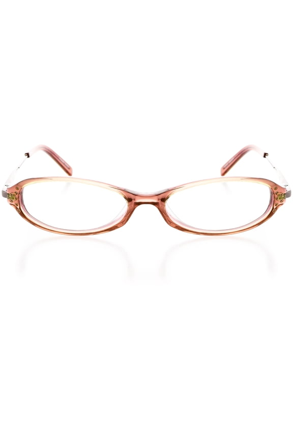Womens Optical Eyewear - Oval Shape, Plastic Full Rim, Olive Brown