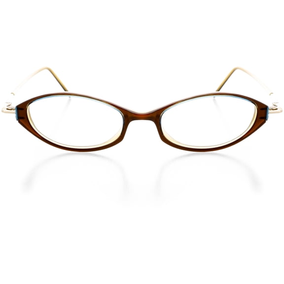 Womens Optical Eyewear - Oval Shape, Plastic Full Rim, Sky Amber