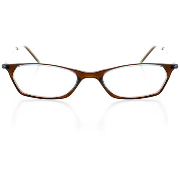 Womens Optical Eyewear - Oval Shape, Plastic Full Rim, Sky Amber