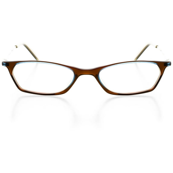 Womens Optical Eyewear - Oval Shape, Plastic Full Rim, Sky Amber