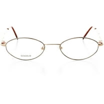 Womens Optical Eyewear - Oval Shape, Titanium Full Rim, Shiny Gold Harvest