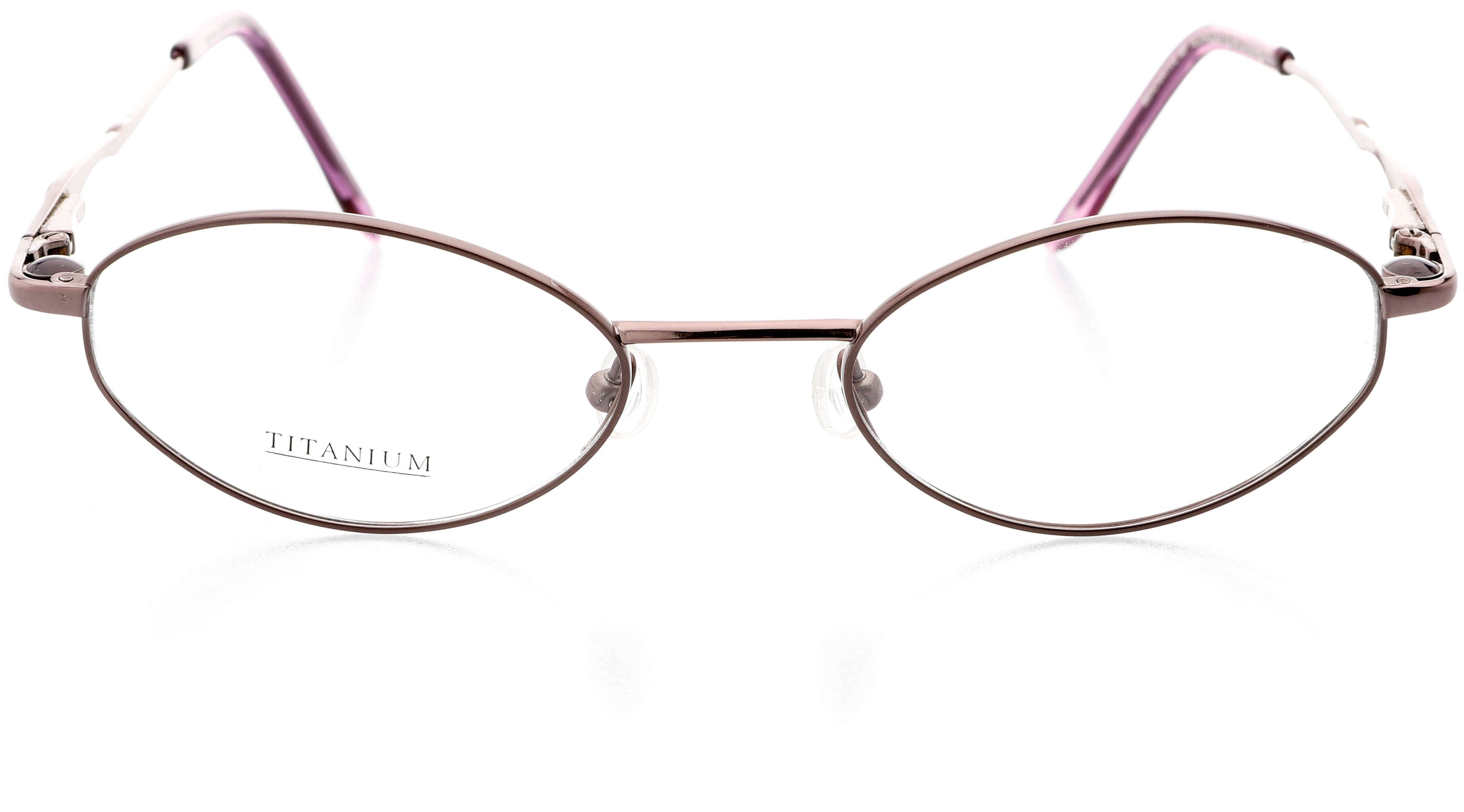 Womens Optical Eyewear - Oval Shape, Titanium Full Rim, Shiny Plum Matte Plum