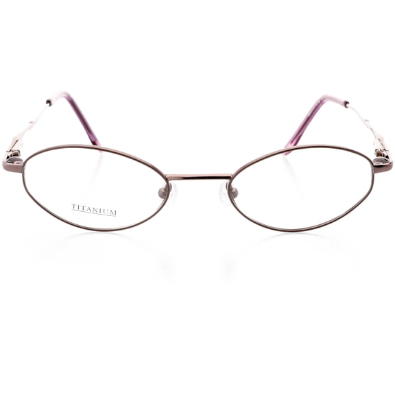 Womens Optical Eyewear - Oval Shape, Titanium Full Rim, Shiny Plum Matte Plum