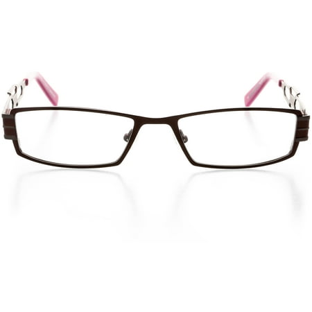Womens Optical Eyewear - Rectangle Shape, Metal Full Rim, Bronze Gunmetal