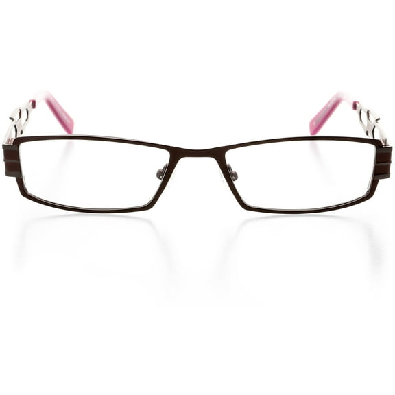 Womens Optical Eyewear - Rectangle Shape, Metal Full Rim, Bronze Gunmetal