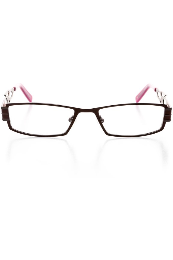 Womens Optical Eyewear - Rectangle Shape, Metal Full Rim, Bronze Gunmetal