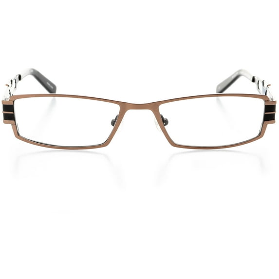 Womens Optical Eyewear - Rectangle Shape, Metal Full Rim, Cool Black