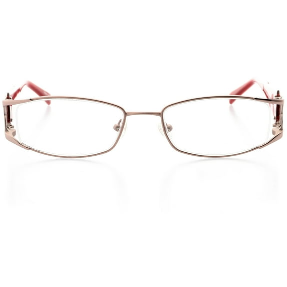 Womens Optical Eyewear - Rectangle Shape, Metal Full Rim, Matte Pink Sapphire