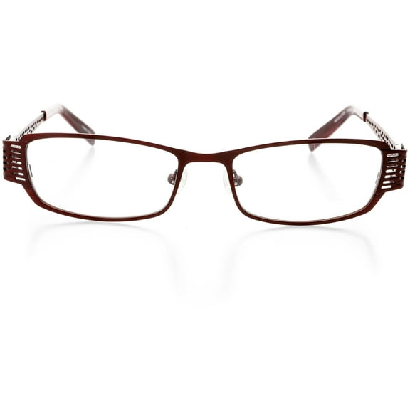 Womens Optical Eyewear - Rectangle Shape, Metal Full Rim, Red Lust