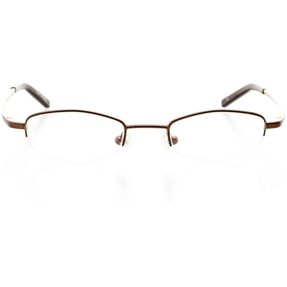 Womens Optical Eyewear - Rectangle Shape, Metal Half Rim, Latte