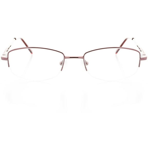 Womens Optical Eyewear - Rectangle Shape, Metal Half Rim, Lavendar