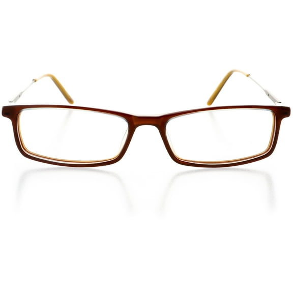 Womens Optical Eyewear - Rectangle Shape, Plastic Full Rim, Amber