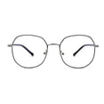 thumbnail image 1 of Womens Optical Quality Metal Rim Large Round Blue Light Flitering Computer Glasses Silver Black, 1 of 4