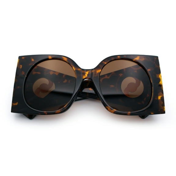 Womens Opulent Golden Era Oversized Bold Squared Thick Temple Fashion Sunglasses Tortoise - Brown