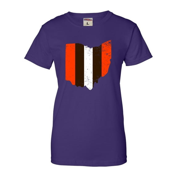 Womens Orange And Brown State Of Ohio Distressed T-Shirt