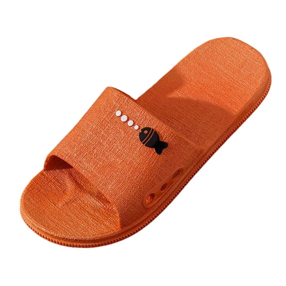 Womens Orange Cute Fish Slide Sandals Non Slip PVC Pool Beach Slippers Lightweight Summer Comfortable Open Toe Outdoor Bathroom Shoes,Size 7.5-8.5