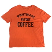 Womens Orange Short Sleeve Nightmare Before Coffee Halloween Tee Shirt Small