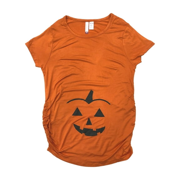 Womens Orange Pumpkin Belly Maternity Halloween Tee Shirt T-Shirt X-Large 16-18