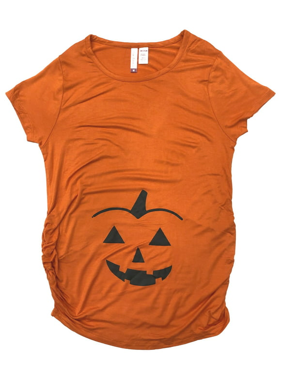 Womens Orange Pumpkin Belly Maternity Halloween Tee Shirt T-Shirt X-Large 16-18