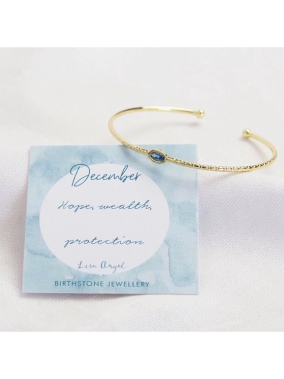 Womens Organic Style Birthstone Bangle Bracelet with Jewelry Box, December Birthdays, Gifts for Sagittarius