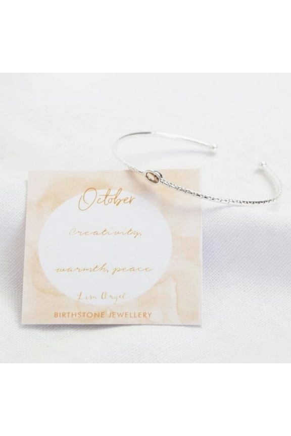 Womens Organic Style Birthstone Bangle Bracelet with Jewelry Box, October Birthdays, Gifts for Libras