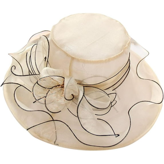 Womens Organza Kentucky Hats Derby Church Hat Fascinator Bridal Tea Party Wedding Hat Ladies Casual Wide Brim Beach Sun Hats