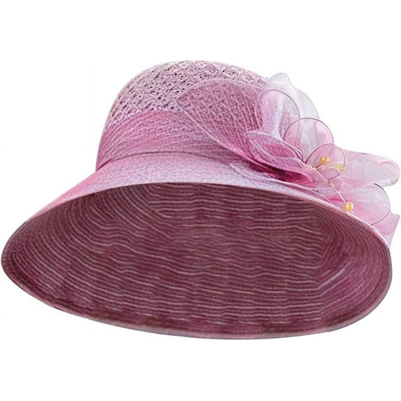 Womens Organza Kentucky Hats Derby Church Hat Fascinator Bridal Tea Party Wedding Hat Ladies Casual Wide Brim Beach Sun Hats