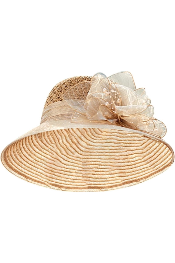 Womens Organza Kentucky Hats Derby Church Hat Fascinator Bridal Tea Party Wedding Hat Ladies Casual Wide Brim Beach Sun Hats