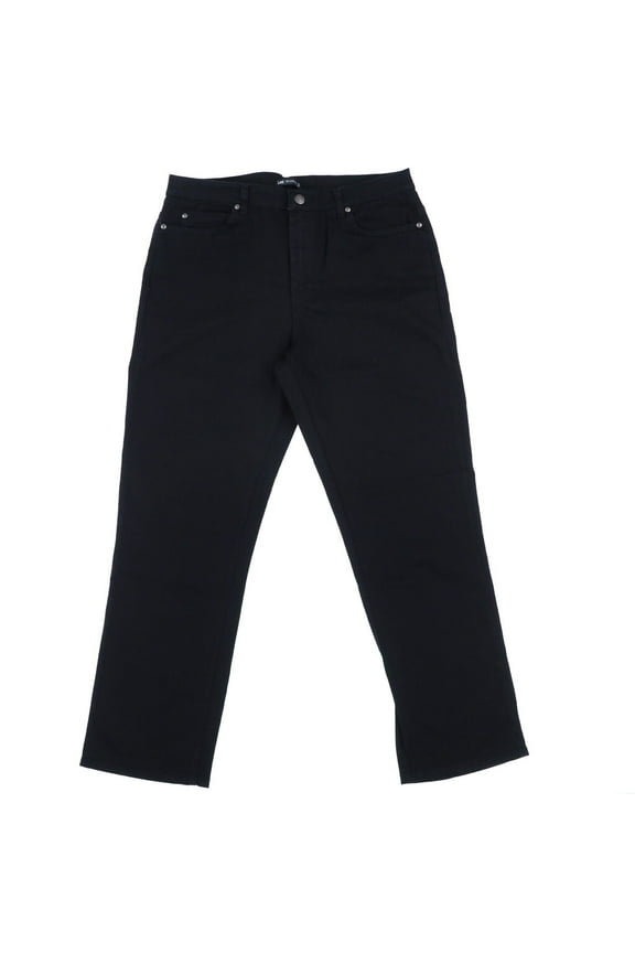 Women's Relaxed Fit Straight Leg Jean Comfort Denim Bottoms Solid Black New