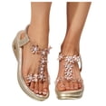 thumbnail image 1 of Womens Orthopedic Platform Wedge Sandals Flower Rhinestones Dressy Walking Sandals for Bride Wedding, 1 of 7