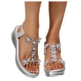 thumbnail image 1 of Womens Orthopedic Platform Wedge Sandals Flower Rhinestones Dressy Walking Sandals for Bride Wedding, 1 of 8