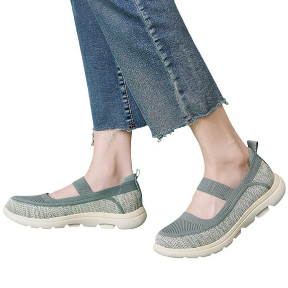 Womens Orthopedic Platform Walking Shoes Comfortable Knit Color Block Memory Foam Slip on Nursing Work Loafers Sneakers
