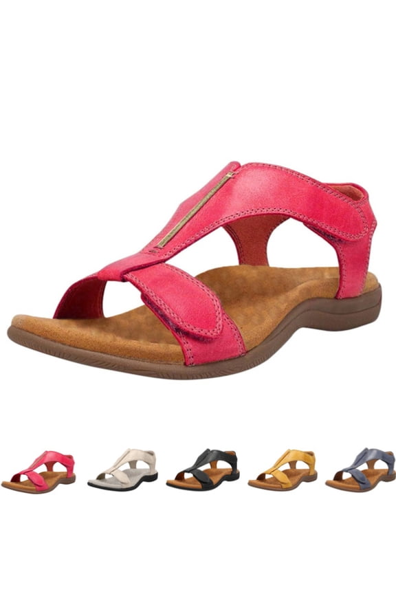 Womens Orthopedic Sandals Non Slip Slip on Arch Support Summer Flat Sandals Wide Width Sneakers 2026 Beach Vacation Orthopedic Shoes,Watermelon Red,36