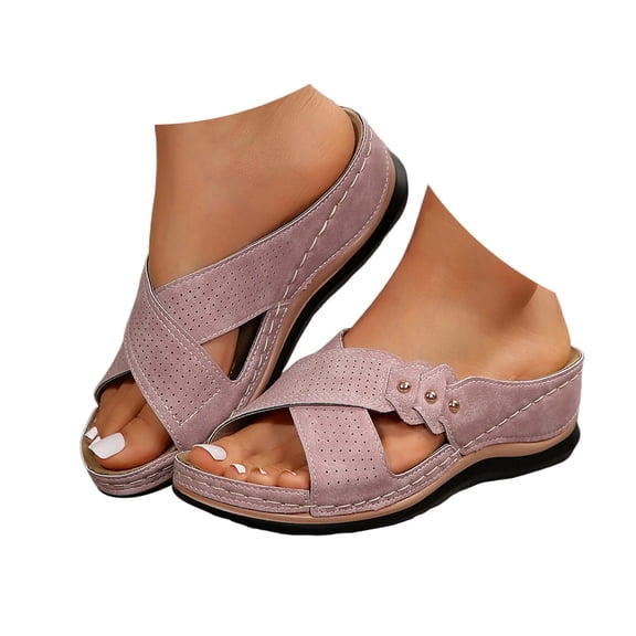 Womens Orthopedic Sandals Orthotic Arch Support Slip On Sandals Breathable Casual Summer Shoes
