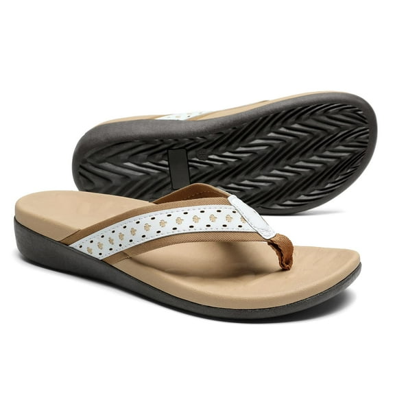 Womens Orthopedic Sandals with Arch Support, Summer Plantar Fasciitis Flip Flops for Flat Feet, Comfortable Cushioned Foam Slippers for Outdoor Beach