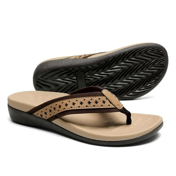 Womens Orthopedic Sandals with Arch Support, Summer Plantar Fasciitis Flip Flops for Flat Feet, Comfortable Cushioned Foam Slippers for Outdoor Beach