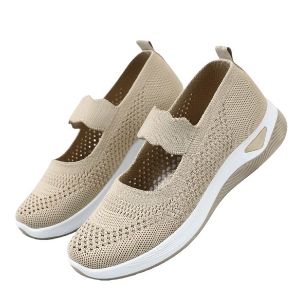 Womens Orthopedic Shoes Arch Support Nurse Shoes Wide Non Slip Slip on Hiking Shoes Knitted Mesh Stretch Comfort 2026 Orthopedic Shoes