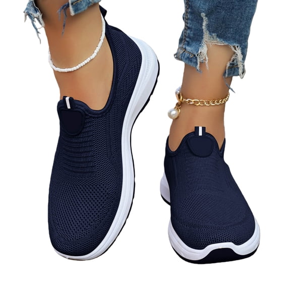 Womens Orthopedic Shoes Arch Support Sneakers Breathable Slip on Non Slip Hiking Shoes Knitted Mesh Stretch Comfort 2026 Orthopedic Shoes