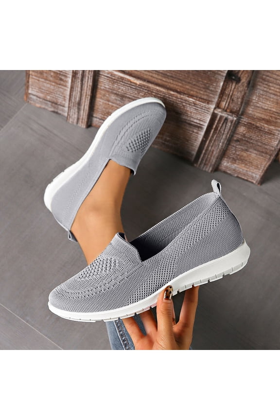 Womens Orthopedic Shoes Arch Support Work Shoes Wide Width Slip on Non Slip Server Shoes Knitted Mesh Stretch Soft 2026 Orthopedic Shoes