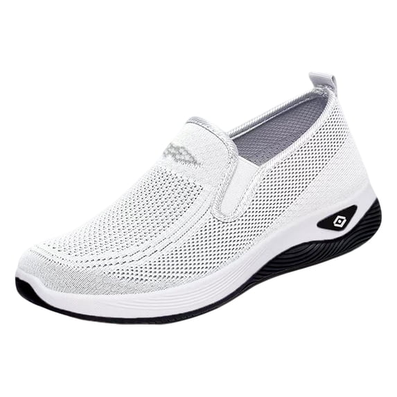 Womens Orthopedic Shoes Slip on Walking Shoes Nurse Shoes Embroidered Arch Support Wide Width Work Sneakers White 37