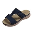 thumbnail image 1 of Womens Orthopedic Walking Sandals Platform Slides Casual Breathable Leather Comfy Cushioned Footbed Walking Shoes Blue Size 9, 1 of 7