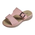 thumbnail image 1 of Womens Orthopedic Walking Sandals Platform Slides Casual Breathable Leather Comfy Cushioned Footbed Walking Shoes Pink Size 7.5, 1 of 6