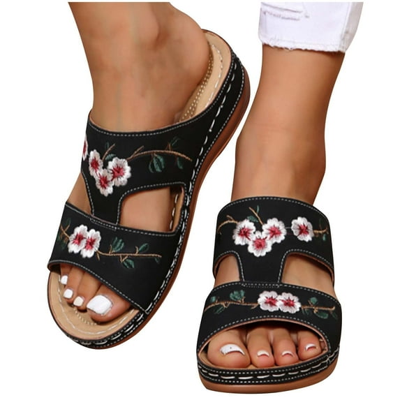 Womens Orthotic Sandals Lightweight Athletic Slides Slip On Thick Bottom Sandals Fashion Comfortable Arch Support Slippers