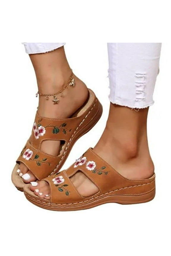 Womens Orthotic Sandals Lightweight Athletic Slides Slip On Thick Bottom Sandals Fashion Comfortable Arch Support Slippers