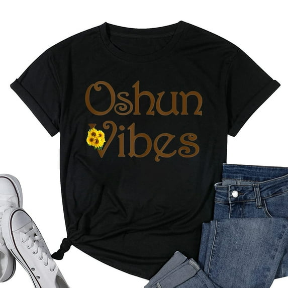 Womens Oshun Vibes Orishas Goddess Oxum Ifa Yoruba Religion Gift T Shirt Black 4X-Large