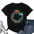 thumbnail image 1 of Womens Ouroboros Quetzalcoatl Feathered Serpent Aztec Mayan Round Neck T-Shirt Black Small, 1 of 5